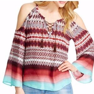 Jessica Simpson Multicolor Cold Shoulder Top